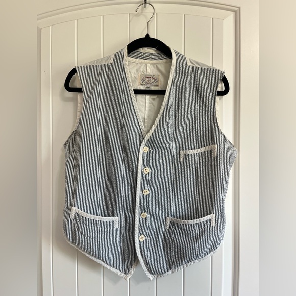 Vintage GOLD Armani Jeans Seersucker Vest Size Small 80s 90s Old Money Designer